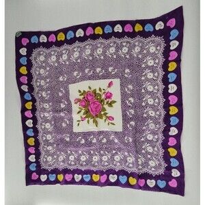 Vintage Carol Stanley 100% Silk Hand Rolled Scarf